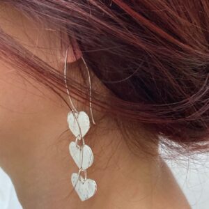 Pair of Heart Earrings, Hammer Texture - Gold Plated