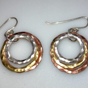 Tri-metal Hoop Earings